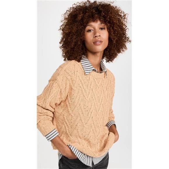 FREE PEOPLE Movement Women's Isla Cable Knit Sweater IN CAMEL